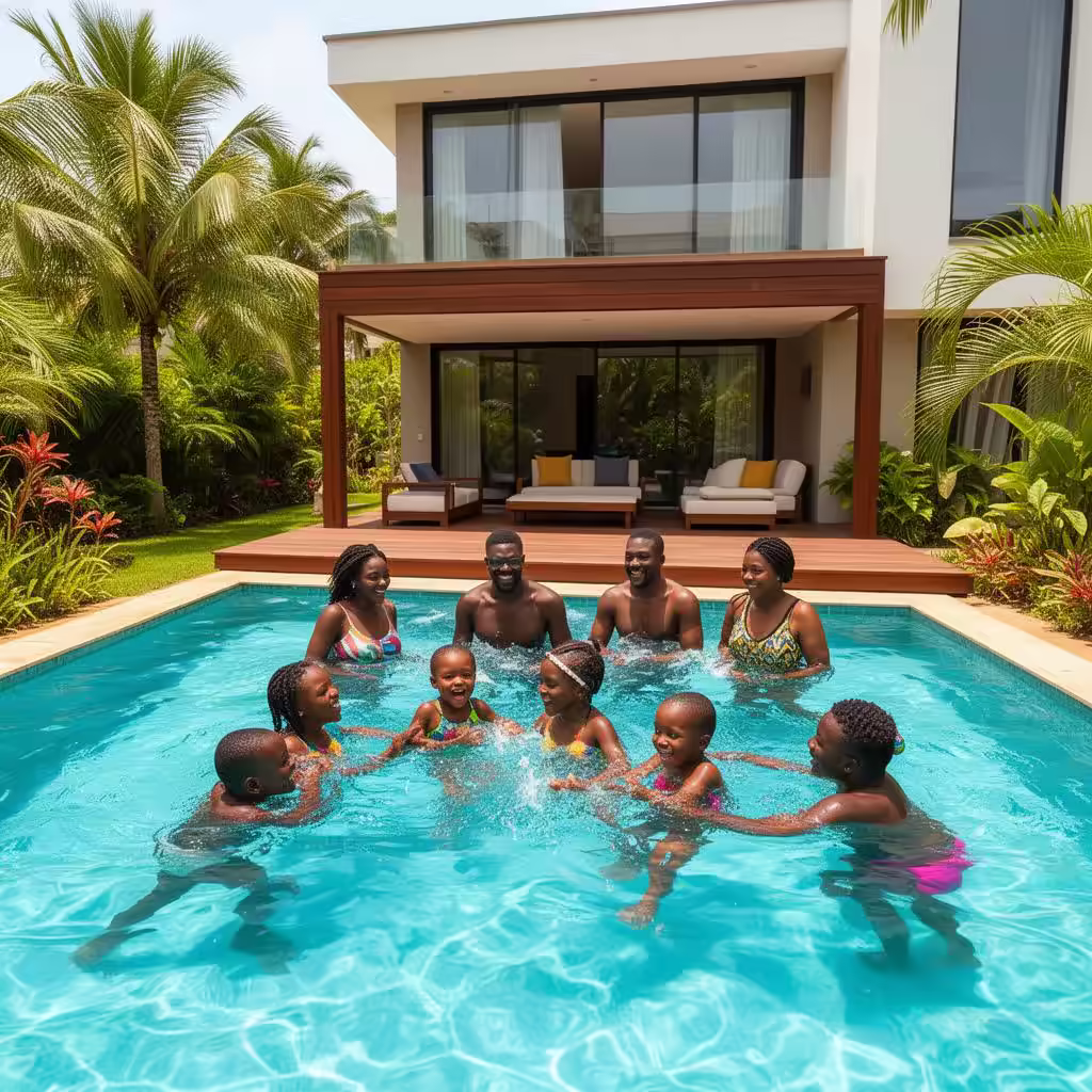 Piscine familiale avec terrasse - Riviera, Abidjan - AQAHOM